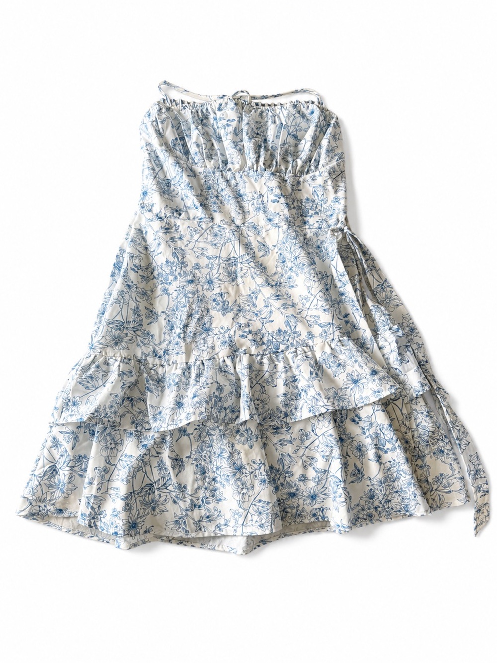 Blue Floral Tiered Sundress Skirt